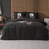 Micropercale Duvet Cover Set Deep Flowers | Black | Double - 200cm (W) x 200/220cm (L) - The Bedding & Blankets Store