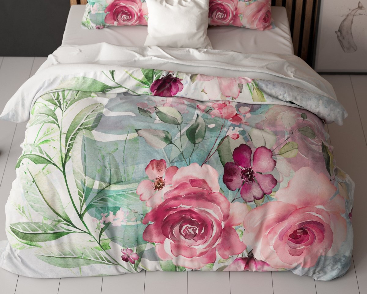 Micropercale Duvet Cover Set Desire | Multicolour | Double - 200cm (W) x 200/220cm (L) - The Bedding & Blankets Store