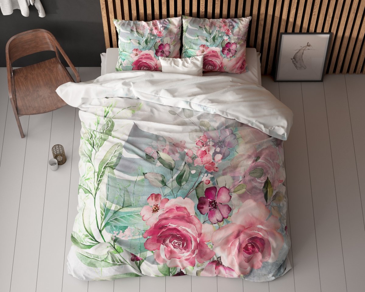 Micropercale Duvet Cover Set Desire | Multicolour | Double - 200cm (W) x 200/220cm (L) - The Bedding & Blankets Store