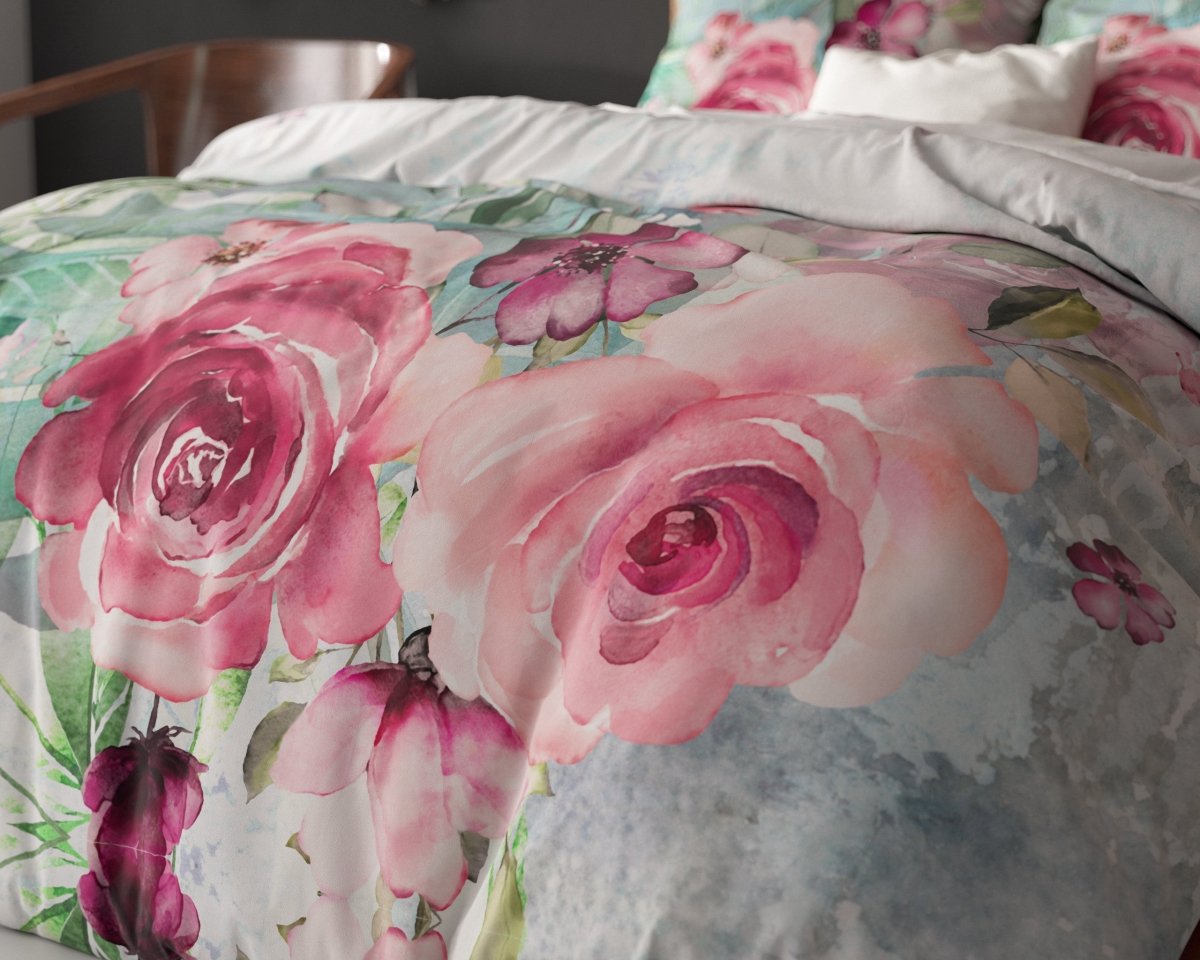 Micropercale Duvet Cover Set Desire | Multicolour | Double - 200cm (W) x 200/220cm (L) - The Bedding & Blankets Store