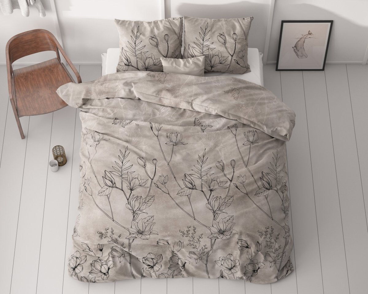 Micropercale Duvet Cover Set Dora | Gold | King Long - 240cm (W) x 220cm (L) - The Bedding & Blankets Store