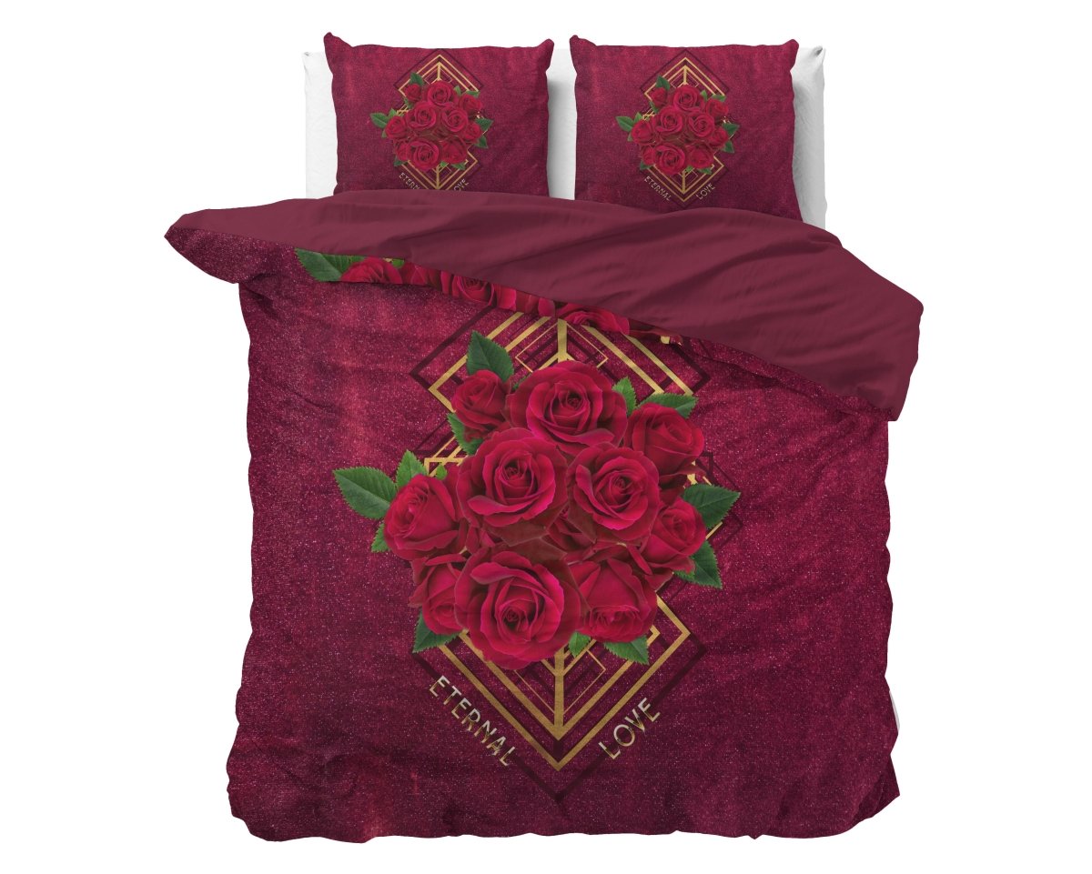 Micropercale Duvet Cover Set Eternal Love | Red | Double - 200cm (W) x 200/220cm (L) - The Bedding & Blankets Store