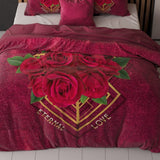 Micropercale Duvet Cover Set Eternal Love | Red | Double - 200cm (W) x 200/220cm (L) - The Bedding & Blankets Store