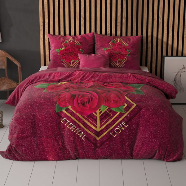 Micropercale Duvet Cover Set Eternal Love | Red | Double - 200cm (W) x 200/220cm (L) - The Bedding & Blankets Store