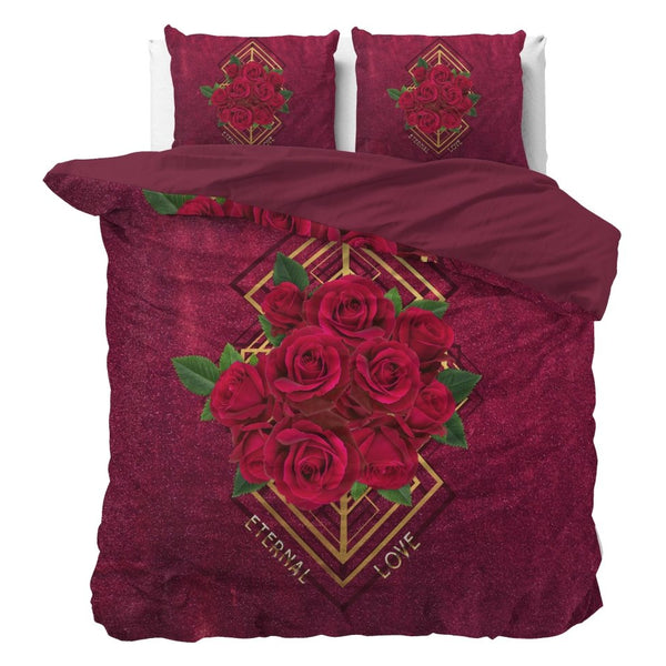 Micropercale Duvet Cover Set Eternal Love | Red | Double - 200cm (W) x 200/220cm (L) - The Bedding & Blankets Store