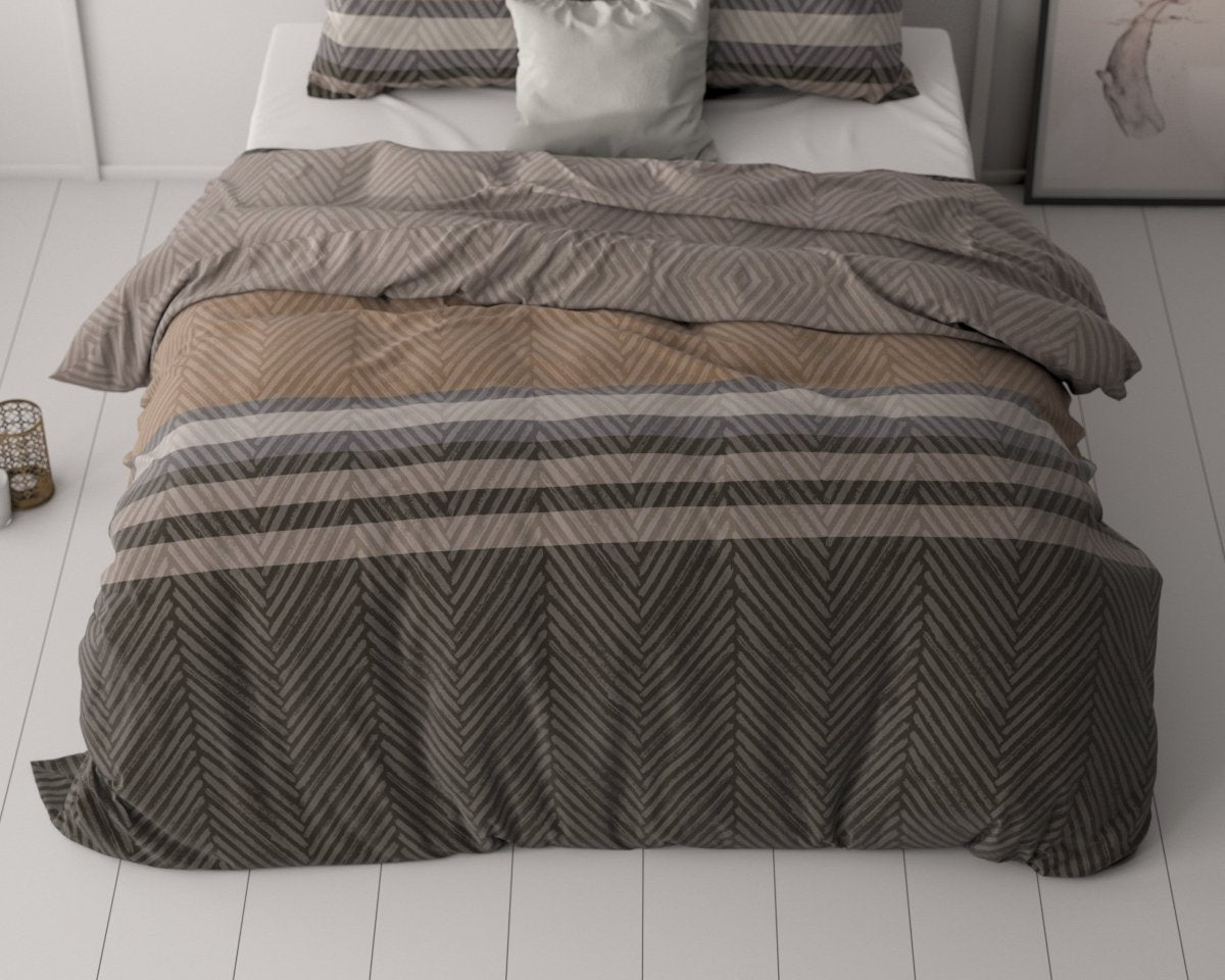 Micropercale Duvet Cover Set Ezgi | Brown | Double - 200cm (W) x 220cm (L) - The Bedding & Blankets Store