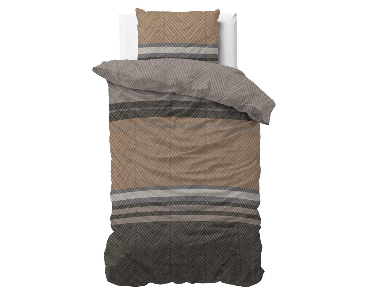 Micropercale Duvet Cover Set Ezgi | Brown | Double - 200cm (W) x 220cm (L) - The Bedding & Blankets Store