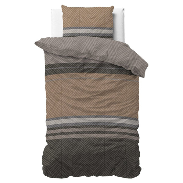 Micropercale Duvet Cover Set Ezgi | Brown | Double - 200cm (W) x 220cm (L) - The Bedding & Blankets Store