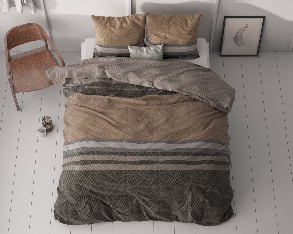 Micropercale Duvet Cover Set Ezgi | Brown | Double - 200cm (W) x 220cm (L) - The Bedding & Blankets Store