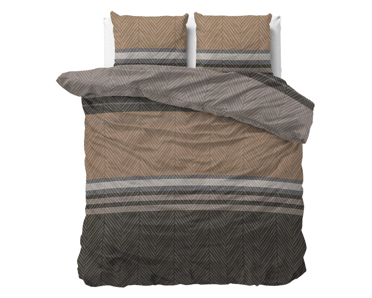 Micropercale Duvet Cover Set Ezgi | Brown | Double - 200cm (W) x 220cm (L) - The Bedding & Blankets Store