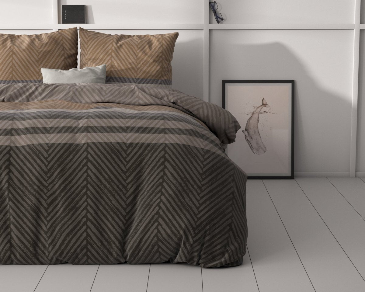 Micropercale Duvet Cover Set Ezgi | Brown | Double - 200cm (W) x 220cm (L) - The Bedding & Blankets Store