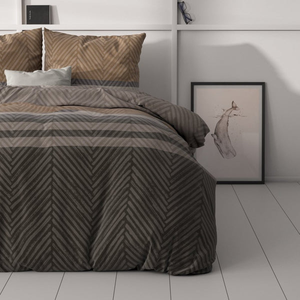 Micropercale Duvet Cover Set Ezgi | Brown | Double - 200cm (W) x 220cm (L) - The Bedding & Blankets Store