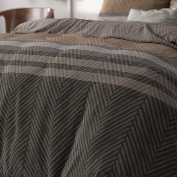 Micropercale Duvet Cover Set Ezgi | Brown | Double - 200cm (W) x 220cm (L) - The Bedding & Blankets Store