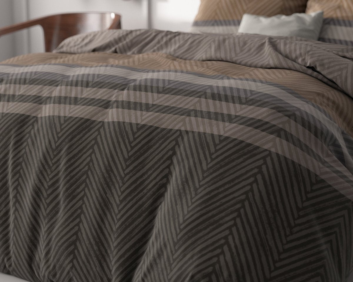Micropercale Duvet Cover Set Ezgi | Brown | Double - 200cm (W) x 220cm (L) - The Bedding & Blankets Store