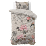 Micropercale Duvet Cover Set Forest Flowers | Cream | Double - 200cm (W) x 200/220cm (L) - The Bedding & Blankets Store