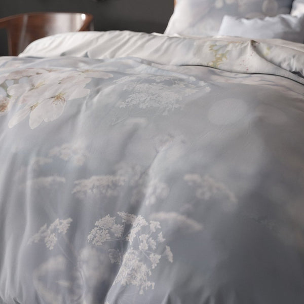 Micropercale Duvet Cover Set Frost Nature | Blue | Double - 200cm (W) x 200/220cm (L) - The Bedding & Blankets Store