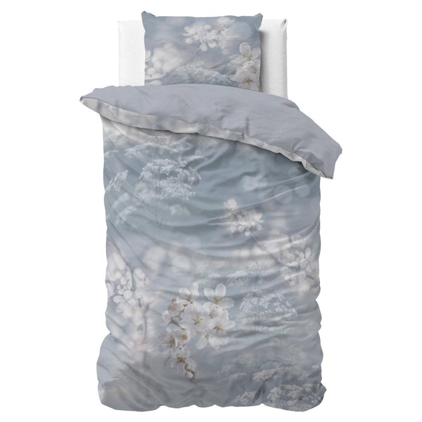 Micropercale Duvet Cover Set Frost Nature | Blue | Double - 200cm (W) x 200/220cm (L) - The Bedding & Blankets Store