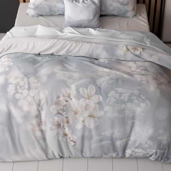 Micropercale Duvet Cover Set Frost Nature | Blue | Double - 200cm (W) x 200/220cm (L) - The Bedding & Blankets Store