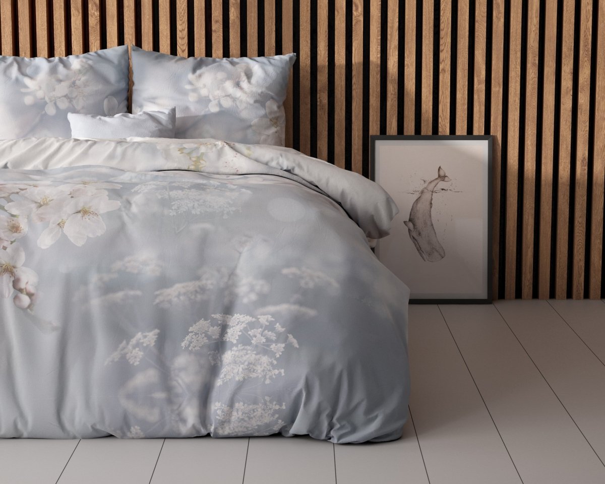 Micropercale Duvet Cover Set Frost Nature | Blue | Double - 200cm (W) x 200/220cm (L) - The Bedding & Blankets Store