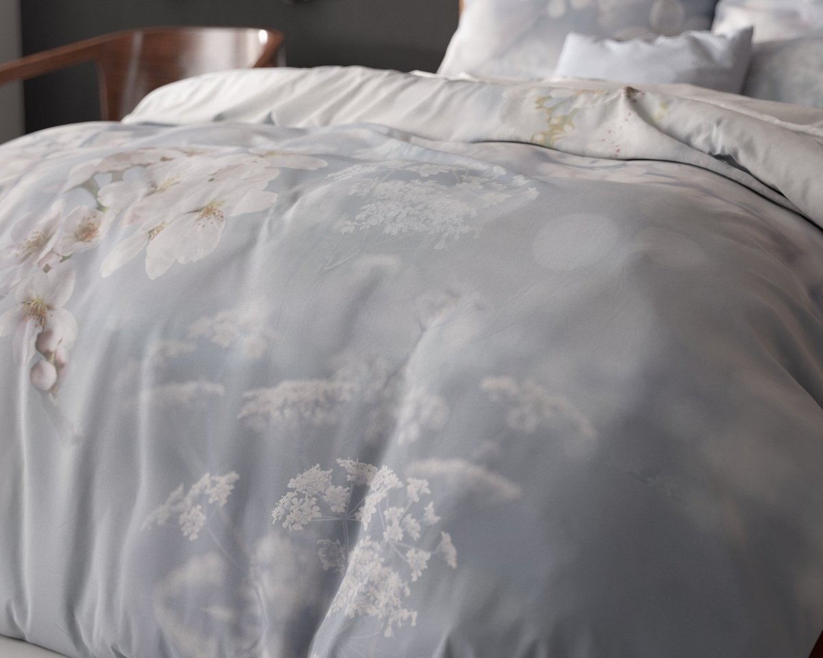 Micropercale Duvet Cover Set Frost Nature | Blue | Double - 200cm (W) x 200/220cm (L) - The Bedding & Blankets Store