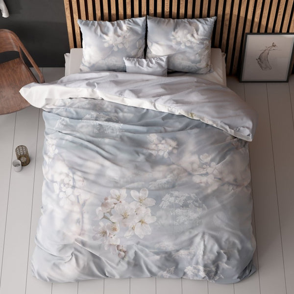 Micropercale Duvet Cover Set Frost Nature | Blue | Double - 200cm (W) x 200/220cm (L) - The Bedding & Blankets Store
