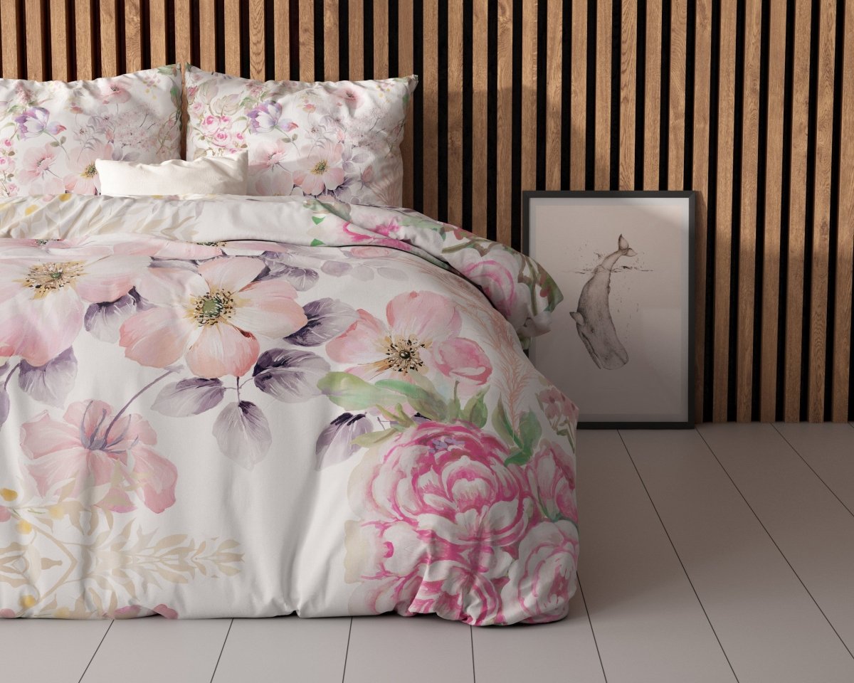 Micropercale Duvet Cover Set Gyna | Pink | Double - 200cm (W) x 200/220cm (L) - The Bedding & Blankets Store