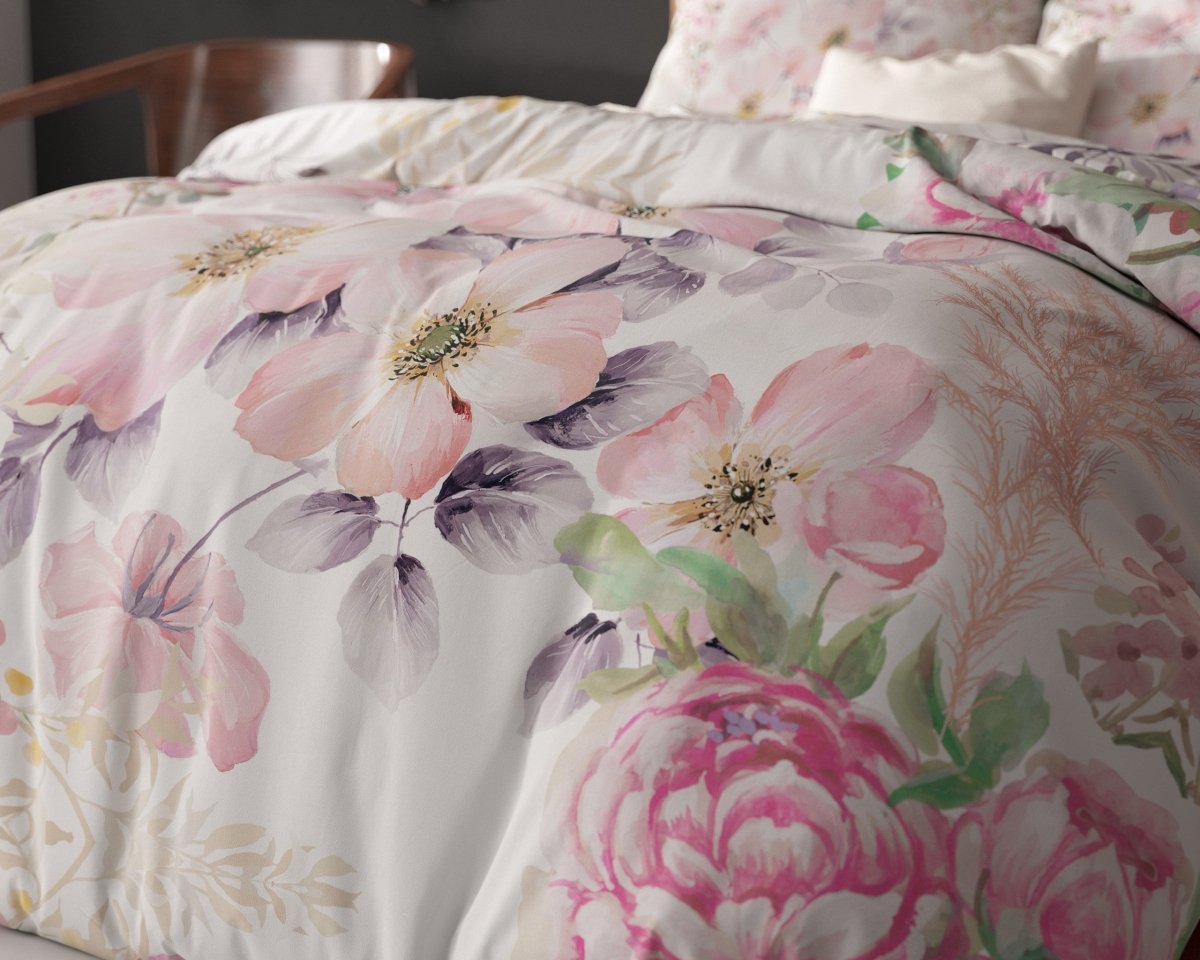 Micropercale Duvet Cover Set Gyna | Pink | Double - 200cm (W) x 200/220cm (L) - The Bedding & Blankets Store