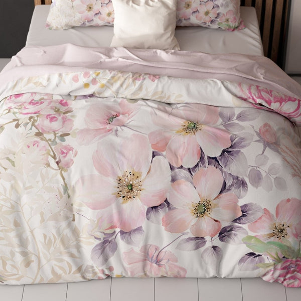 Micropercale Duvet Cover Set Gyna | Pink | Double - 200cm (W) x 200/220cm (L) - The Bedding & Blankets Store