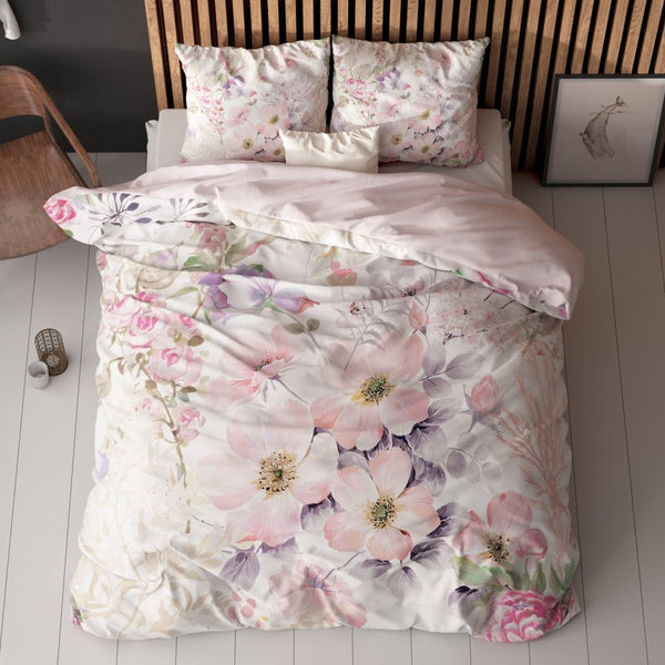 Micropercale Duvet Cover Set Gyna | Pink | Double - 200cm (W) x 200/220cm (L) - The Bedding & Blankets Store