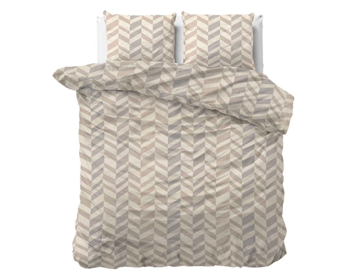 Micropercale Duvet Cover Set Karel | Sand | Double - 200cm (W) x 220cm (L) - The Bedding & Blankets Store