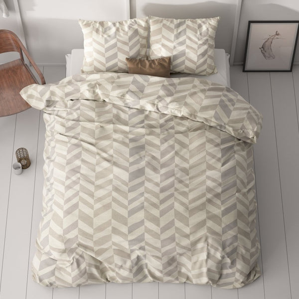 Micropercale Duvet Cover Set Karel | Sand | Double - 200cm (W) x 220cm (L) - The Bedding & Blankets Store