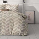 Micropercale Duvet Cover Set Karel | Sand | Double - 200cm (W) x 220cm (L) - The Bedding & Blankets Store