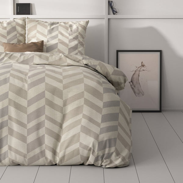 Micropercale Duvet Cover Set Karel | Sand | Double - 200cm (W) x 220cm (L) - The Bedding & Blankets Store
