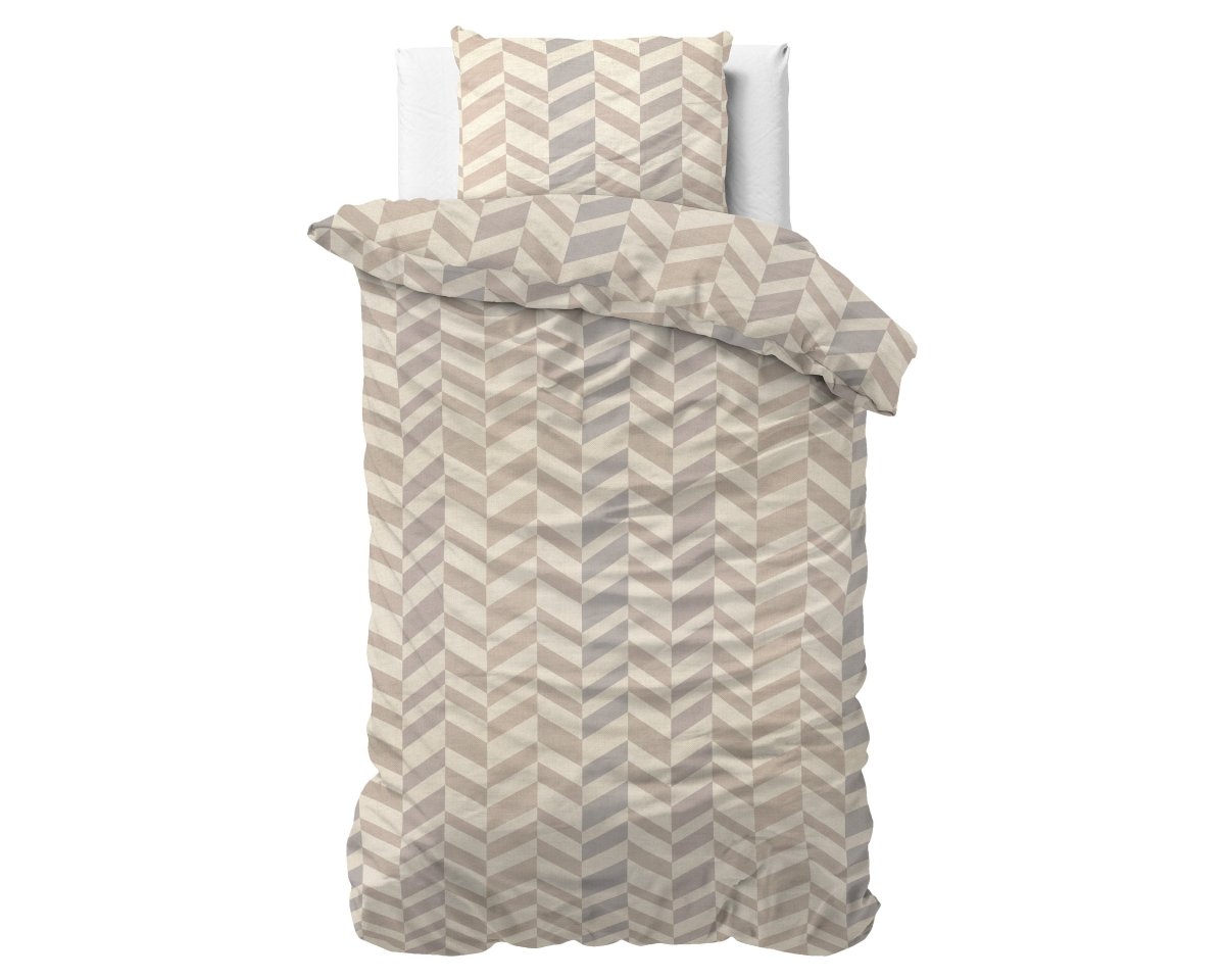 Micropercale Duvet Cover Set Karel | Sand | Double - 200cm (W) x 220cm (L) - The Bedding & Blankets Store