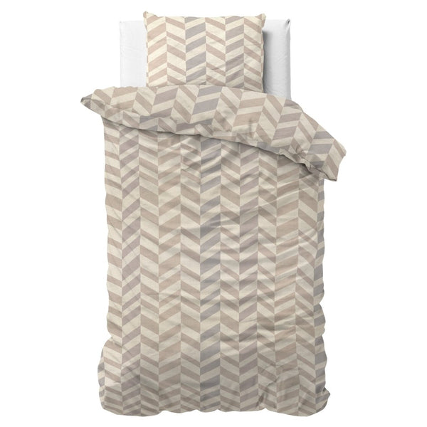 Micropercale Duvet Cover Set Karel | Sand | Double - 200cm (W) x 220cm (L) - The Bedding & Blankets Store