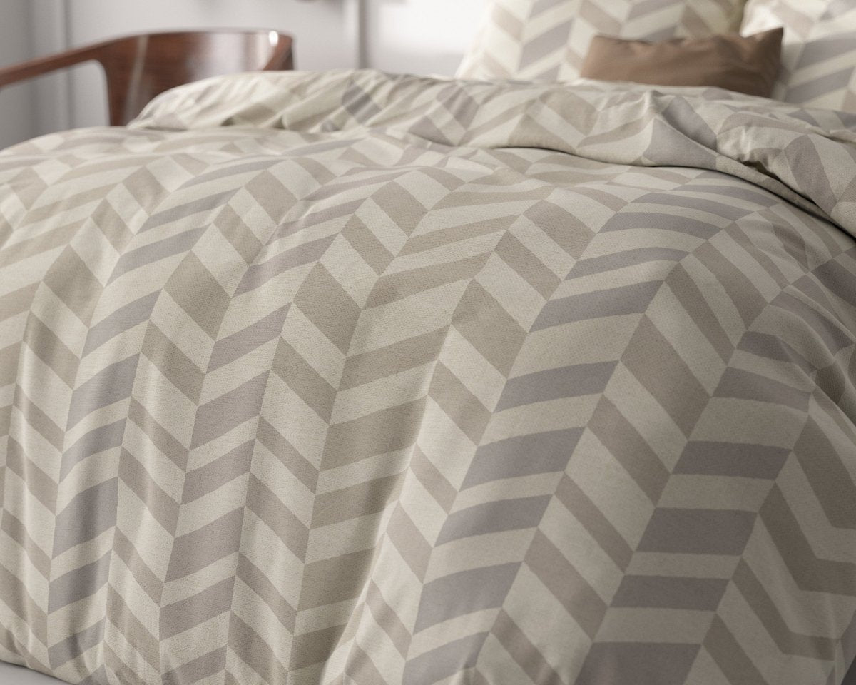 Micropercale Duvet Cover Set Karel | Sand | Double - 200cm (W) x 220cm (L) - The Bedding & Blankets Store