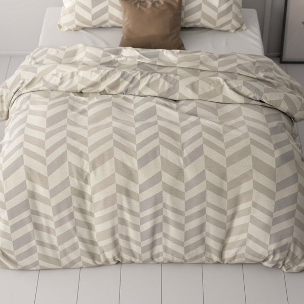 Micropercale Duvet Cover Set Karel | Sand | Double - 200cm (W) x 220cm (L) - The Bedding & Blankets Store