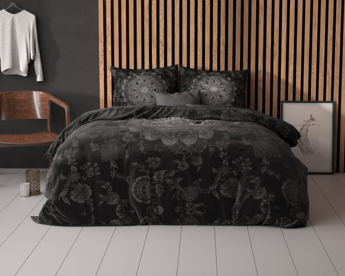 Micropercale Duvet Cover Set Katinka | Anthracite | Double - 200cm (W) x 200/220cm (L) - The Bedding & Blankets Store