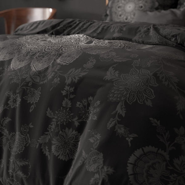 Micropercale Duvet Cover Set Katinka | Anthracite | Double - 200cm (W) x 200/220cm (L) - The Bedding & Blankets Store