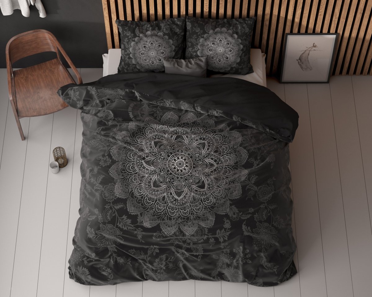 Micropercale Duvet Cover Set Katinka | Anthracite | Double - 200cm (W) x 200/220cm (L) - The Bedding & Blankets Store