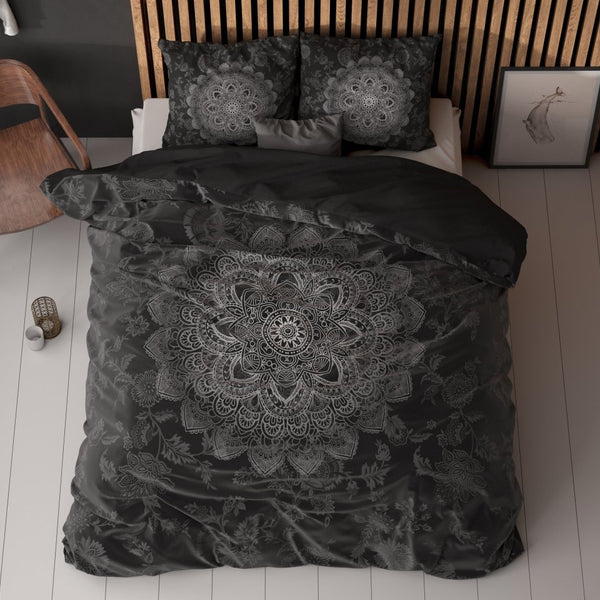 Micropercale Duvet Cover Set Katinka | Anthracite | Double - 200cm (W) x 200/220cm (L) - The Bedding & Blankets Store