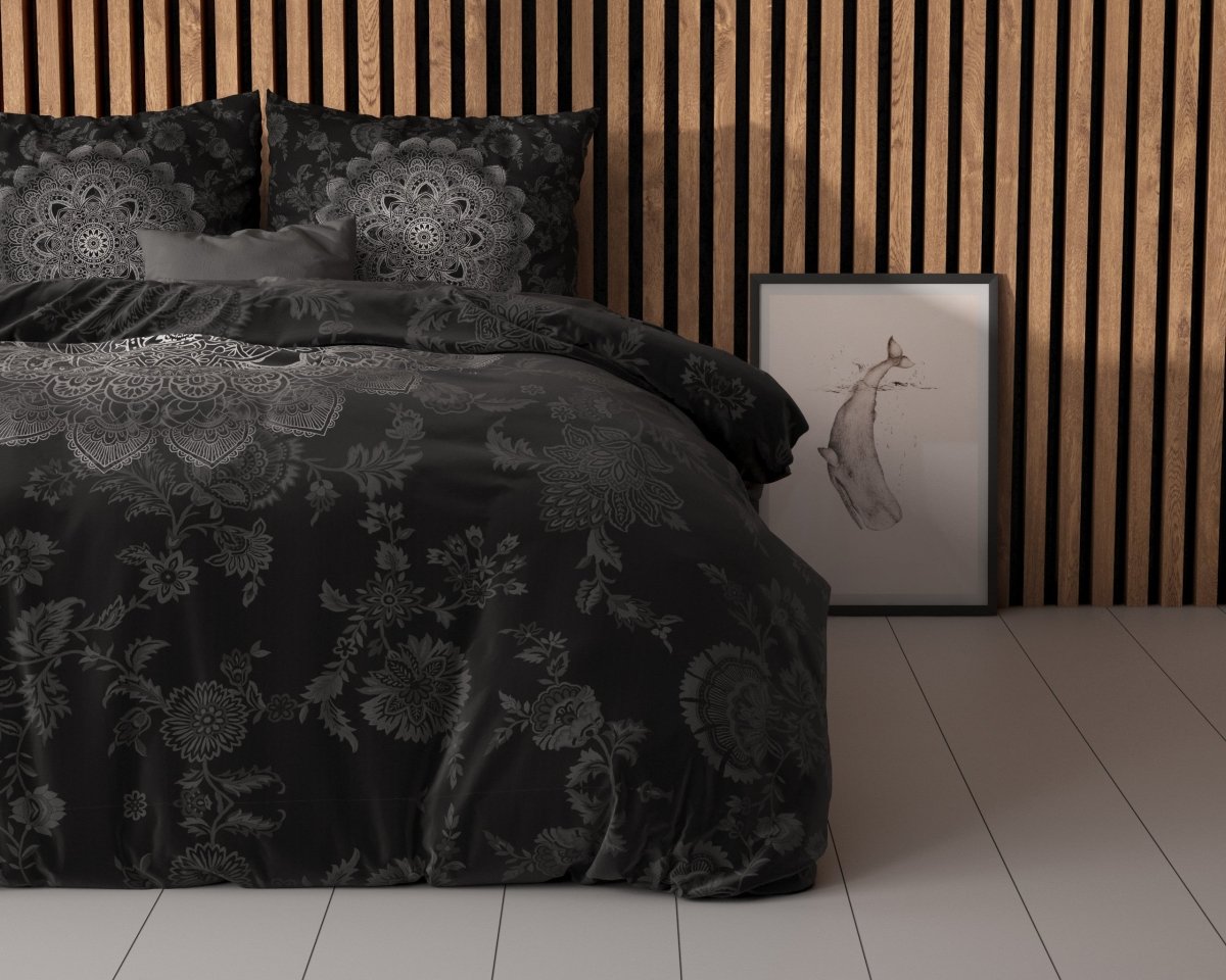 Micropercale Duvet Cover Set Katinka | Anthracite | Double - 200cm (W) x 200/220cm (L) - The Bedding & Blankets Store