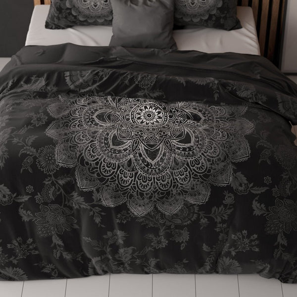 Micropercale Duvet Cover Set Katinka | Anthracite | Double - 200cm (W) x 200/220cm (L) - The Bedding & Blankets Store