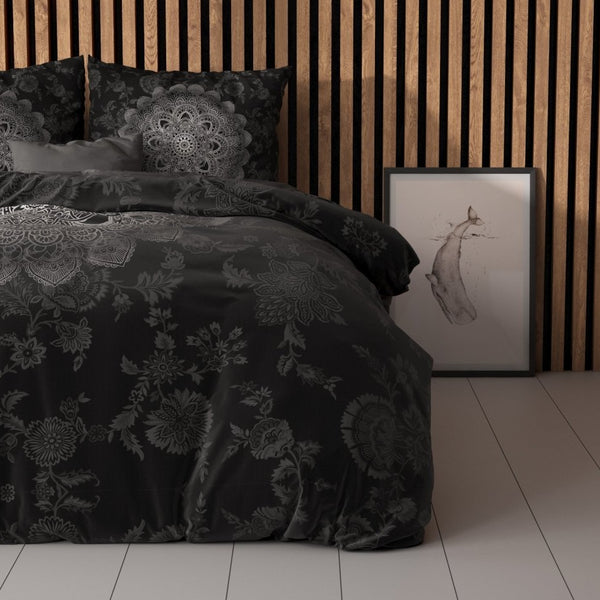 Micropercale Duvet Cover Set Katinka | Anthracite | Double - 200cm (W) x 200/220cm (L) - The Bedding & Blankets Store
