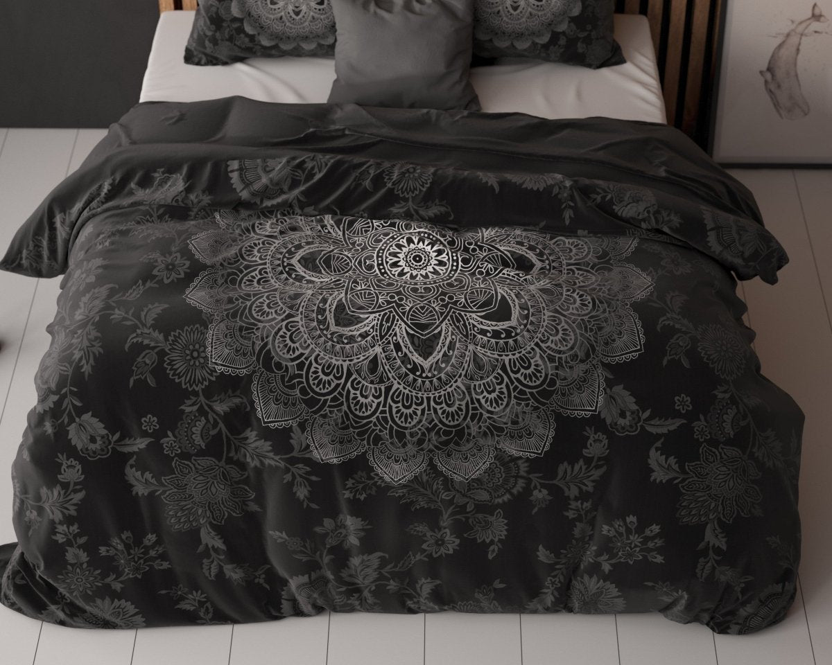 Micropercale Duvet Cover Set Katinka | Anthracite | Double - 200cm (W) x 200/220cm (L) - The Bedding & Blankets Store