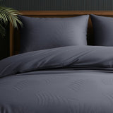 Micropercale Duvet Cover Set Leaves 3D | Anthracite | Double - 200cm (W) x 200/220cm (L) - The Bedding & Blankets Store
