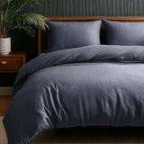 Micropercale Duvet Cover Set Leaves 3D | Anthracite | Double - 200cm (W) x 200/220cm (L) - The Bedding & Blankets Store