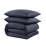 Micropercale Duvet Cover Set Leaves 3D | Anthracite | Double - 200cm (W) x 200/220cm (L) - The Bedding & Blankets Store