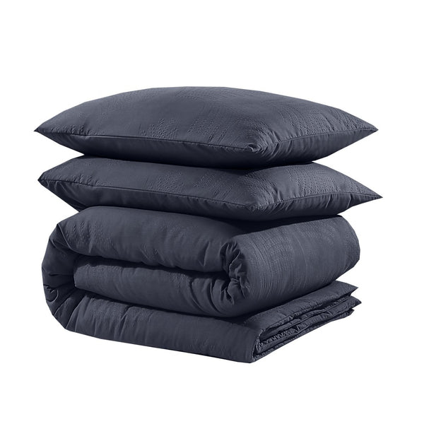 Micropercale Duvet Cover Set Leaves 3D | Anthracite | Double - 200cm (W) x 200/220cm (L) - The Bedding & Blankets Store