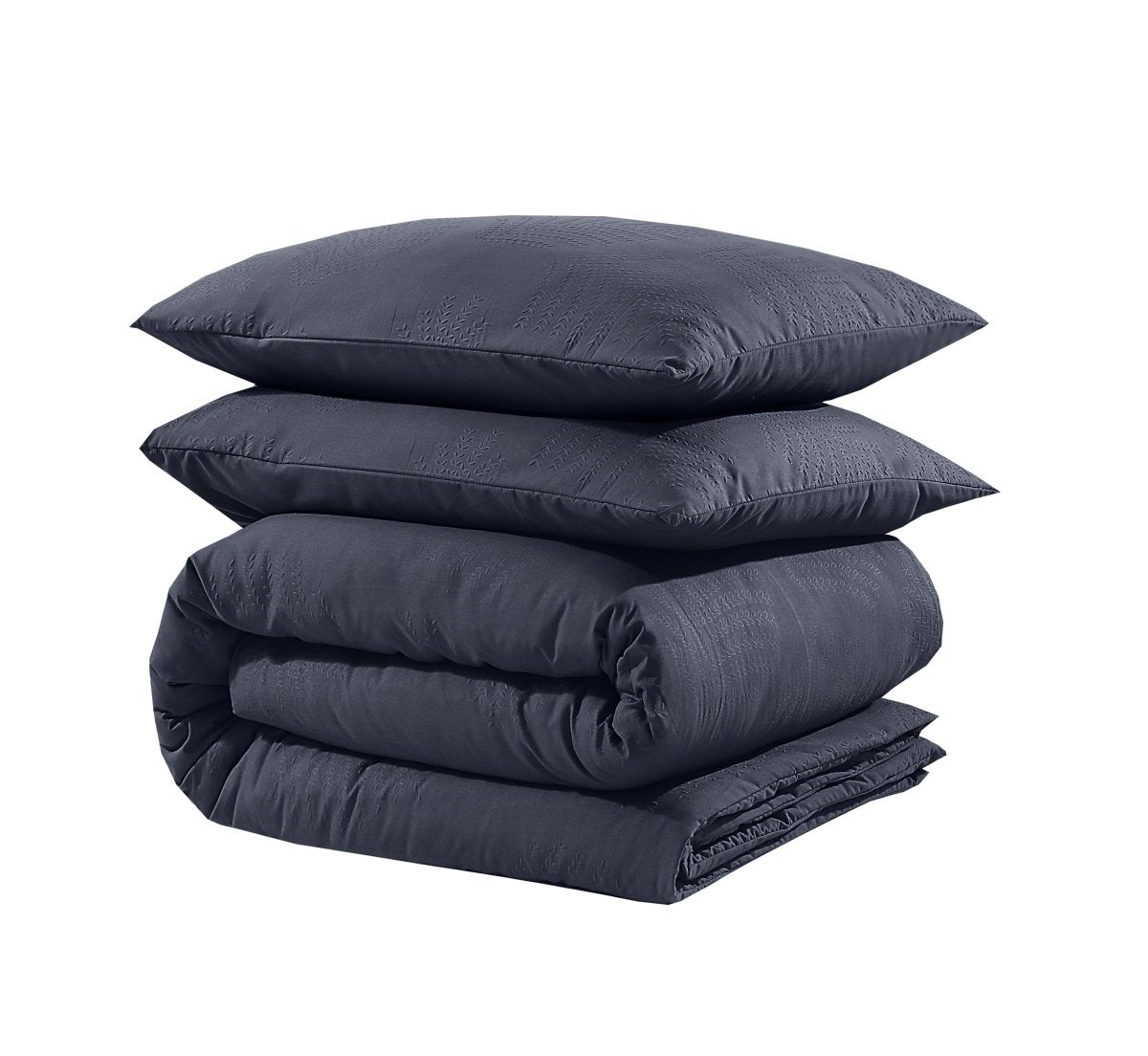 Micropercale Duvet Cover Set Leaves 3D | Anthracite | Double - 200cm (W) x 200/220cm (L) - The Bedding & Blankets Store